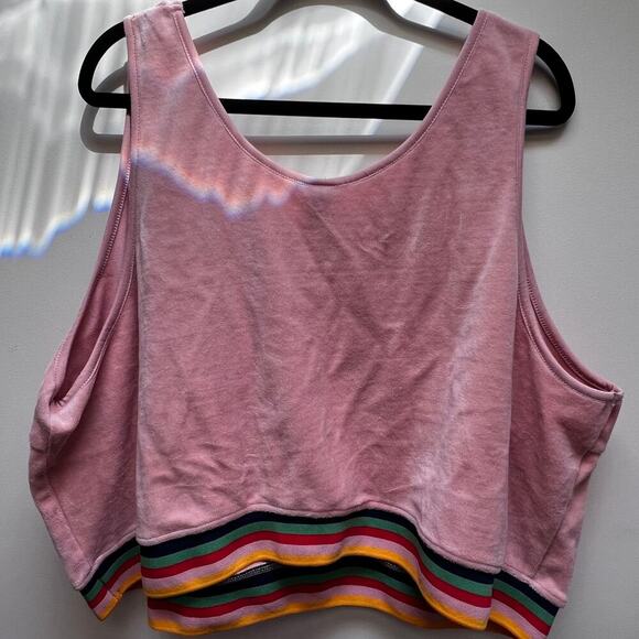 Wild Fable Pink Velour Cropped Tank Top Rainbow Size 4X Kidcore - Picture 2 of 6